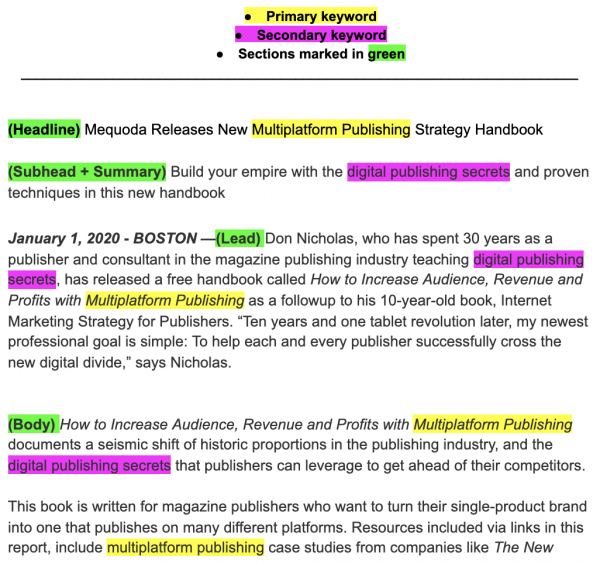 How To Optimize A Press Release To Benefit SEO