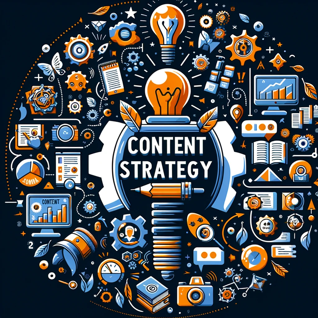 An image representing Content Strategy for 'Simon White SEO _ Digital Marketing Expert'. The design should illustrate the concept of crafting and shar